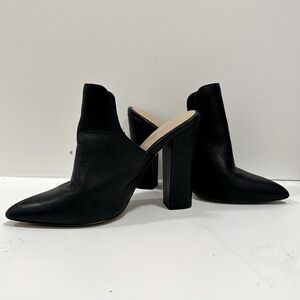 ALDO Etalisien Smooth Black Leather Block High Heel Mules Size 7.5
